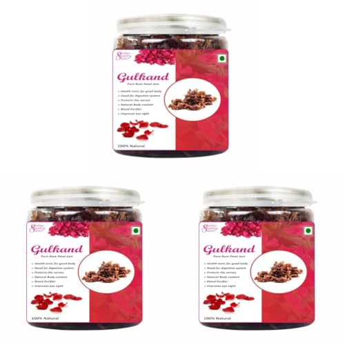 Image of Online Quality Store Natural Gulkand (Rose Petal Jam), 400g | Sun-Cooked Damask Rose Petals & Rock Sugar | Pure Gulkand for Paan (Pack of 3)