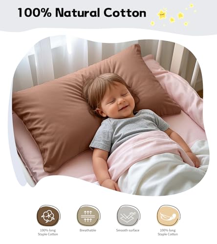 Image of Deep Dream Toddler Pillowcases for 13x18 Pillow 2 Pack, 100% Cotton Travel Pillow Case Cover, 600 Thread Count Cotton Pillow Covers, Soft & Breathable Small Pillow Cases Envelope Closure, Coffee Brown