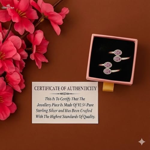 Image of SATKOTI 925 Silver Toe Rings for Women | Adjustable Pure Metal Bichiya with AAA Quality CZ Stone| BIS Hallmarked Jewelry with Authenticity Certificate | Pair of 2 Metti