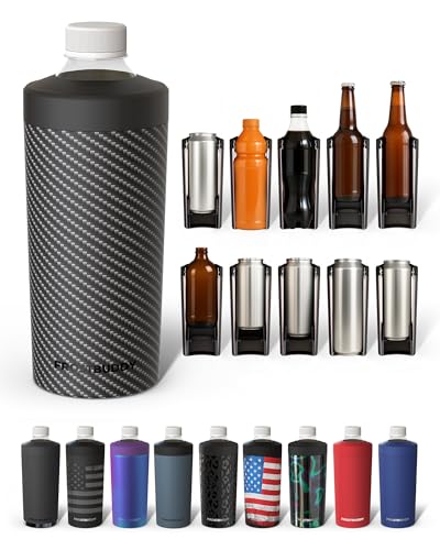 Image of Universal Buddy XL Can Cooler by Frost Buddy - Fits 12-ounce, 16-ounce, 20-ounce, and 24-ounce Cans and Bottles - Keep Your Drinks Refreshingly Chilled for over 12 hours. (Carbon Fiber)