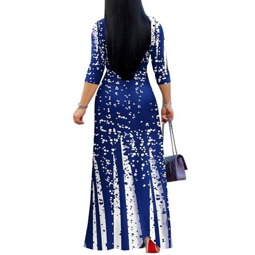 Image of FANDEE Plus Size Maxi Dress for Women Casual Summer Sundress V-Neck 3 /4 Sleeve