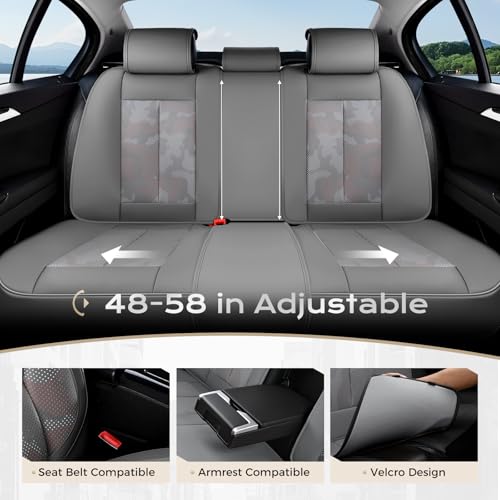 Image of Coverado Seat Covers, Car Seat Covers Full Set, Leather Seat Covers for Cars, Car Seat Protector, Gray Car Seat Covers Front Seats and Back Seats Universal Fit for Most Cars Camo
