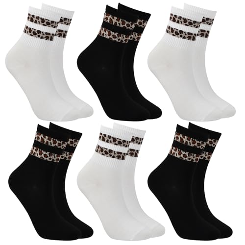 Tennissocken mit Leo-Muster (Sechser-Pack)