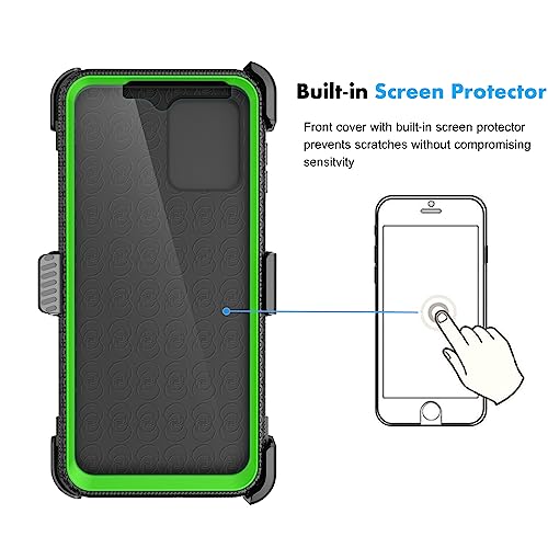 Njjex for Moto G 5G 2023 Case, for Motorola G 5G 2023 Phone Holster Case, [Nbeck] Shockproof Heavy Duty Built-in Screen Protector Rugged Swivel Belt Clip Holster Kickstand Hard Shell Cover [Green] - Thumbnail 4