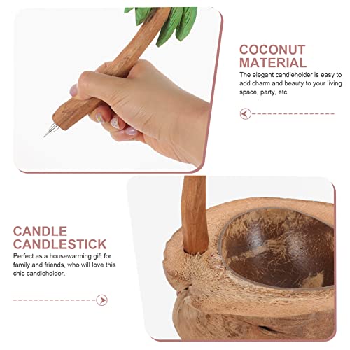 Coconut Candle Stand Coconut Shell Candle Holders Tropical Decor Coconut Candles For Table Centrepieces For Tiki Luau Decorations Coconut Votive Candle Holders #TOP5