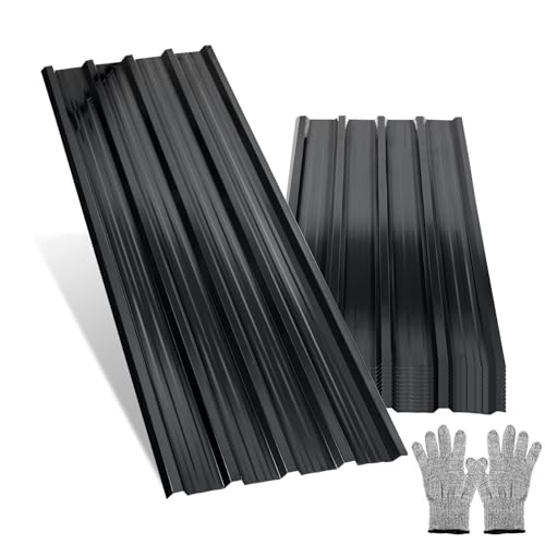 Jayseuw Lot de 12 plaques de toit profilées en tôle ondulée pour toit - 129 x 46 cm - 7 m² - Métal - Pour abri de voiture - Anthracite