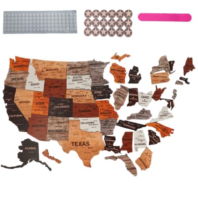 USA Wood Map Puzzle，25 Stickers Can Be Used for Daily