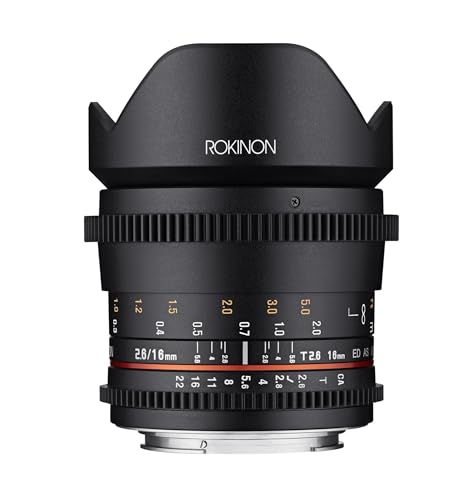 Rokinon 16–16 mm f/2,6–22 Prime Feste T2.6 Full Frame Cine Weitwinkel Objektiv für Sony E-Mount, schwarz (ffds16 m-nex)