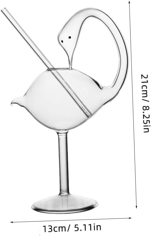 Amosfun 2Pcs Swan-shaped Glass Cocktail Cups High Foot Martini Glasses Creative Drinking Glasses for Parties and Home Use Unique Barware for Wine and Whisky
