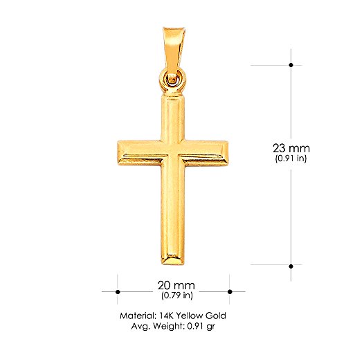 14K Yellow Gold Cross Pendant with 1.7mm Flat Open Wheat Chain Chain Necklace3