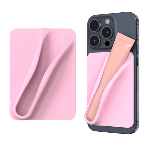DOB SECHS Silicone Lip Holder for Cell Phone Lipstick Lip Glaze Phone Case Adhesive Back Stick On Holder for iPhone and Android Phones, Light Pink