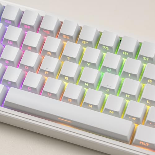 Image of dagaladoo White keycap Set,Shine Through keycaps 60 75 Percent, Japanese Style PBT Key caps,Double Shot Custom keycaps,OEM Profile Keyboard caps for Mechanical Keyboards