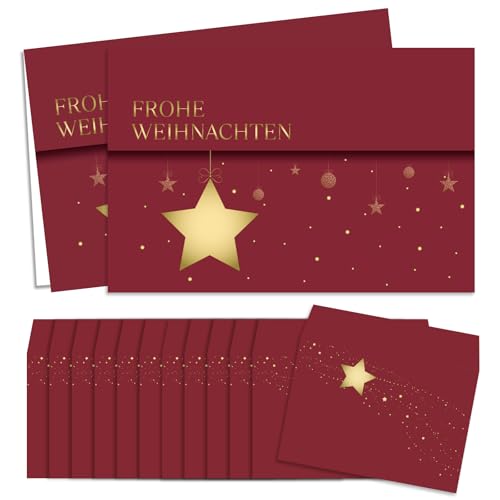 Weihnachtskarten mit Umschlag Set, 20 Stück A6 Karten Weihnachten Klappkarten Frohe Weihnachtsgrußkarten Weihnachtspostkarten...
