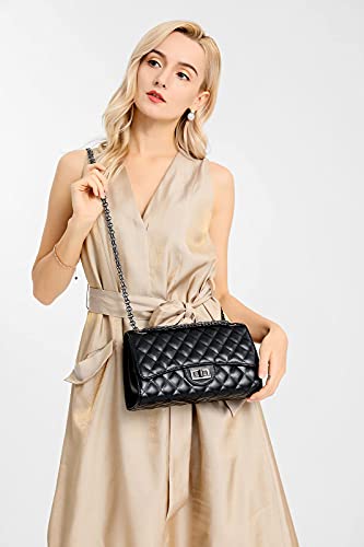 Image of Gladdon Quilted Crossbody Purse for Women Trendy Shoulder Bags | Stylish Shoulder Purse,Quilted Pattern,Structured bag,Chain Strap,Spacious Enough,Casual and Dressy Outfits,Any Occasion