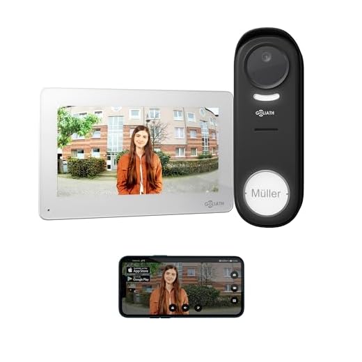 GOLIATH® Funkklingel mit Kamera & Gegensprechanlage [MIT SMARTPHONE-APP] - Türklingel mit Full HD Kamera & Monitor - Video Sprech - & Klingelanlage mit Türöffner - Videotürklingel ohne Kabel