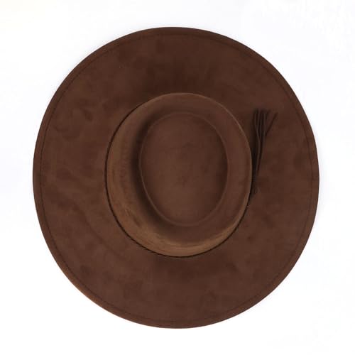 Image of LIDHAY Wide Brim Fedora Hat for Men Women Big Rancher Felt Hat Pork Pie Jazz Hat