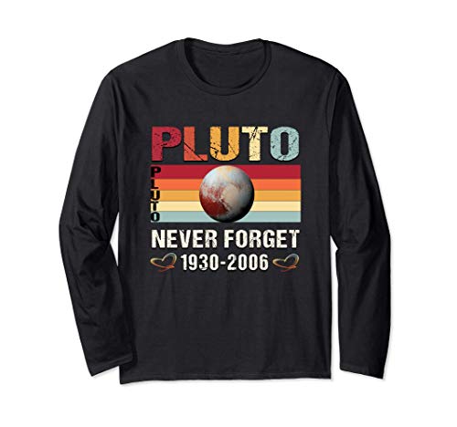 Pluto Never Forget Retro Vintage Funny Science Space Mens Maglia a Manica