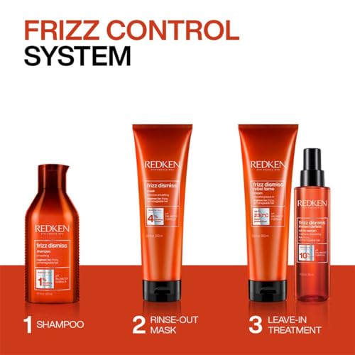 Image of Redken Frizz Dismiss Shampoo With Smoothening Complex, 300 ml | Professional pH Balancing Shampoo for Dry & Frizzy Hair | Smoothens Hair, Adds Shine & Manages Frizz | For Men & Women