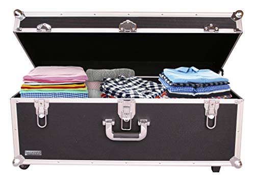 Vaultz Storage Trunk - Extra Large 14 X 30 X 16 Inch Locking Trunks For Storage W/Wheels - Lockable Chest For Bedroom, Dorm, Military, Travel, Camp - Black #TOP2
