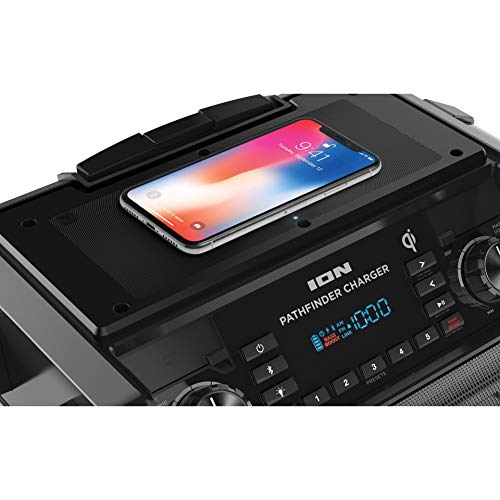 Ion Audio Pathfinder Charger, Bluetooth Portable Speaker with Wireless Qi Charging– (Renewed)