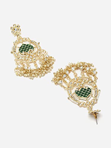 Stylish Traditional Kundan Earrings, Green