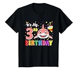 bambino 3rd birthday girl shark 3 years old 3rd birthday shark party maglietta