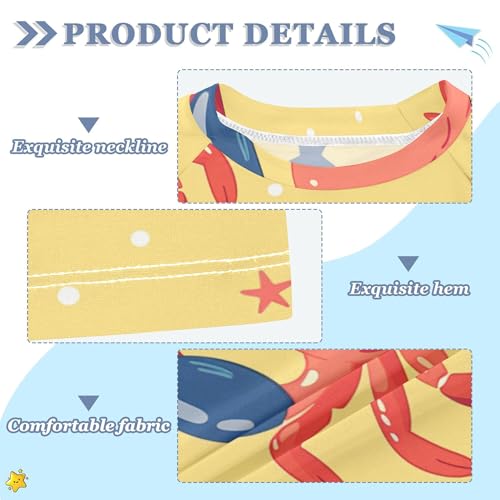 Cartoon Orange Crab and Stars Kids Bathing Suit Sun Protection Sports Clothes Swimwear Beach Tops 3T3