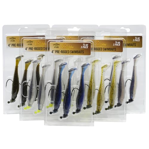 Chubbs Lures Pre-Rigged 4 Inch Swimbait Kit | 6 Different Packs | 18 Total Fishing Lures