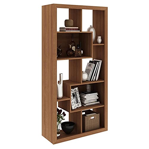 Estante Para Livros com 2 Nichos Tecno Mobili Amendoa