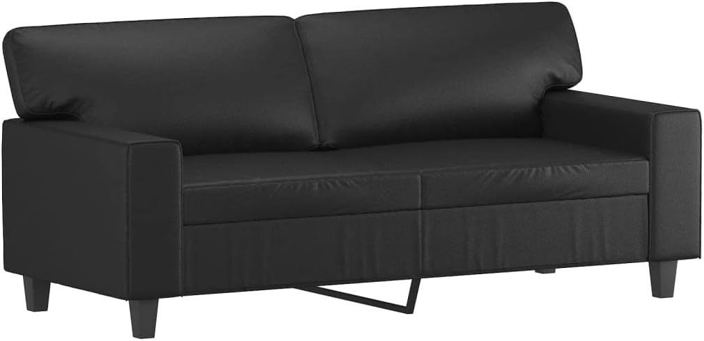 2-Seater Sofa Black Faux Leather Living Room Furniture