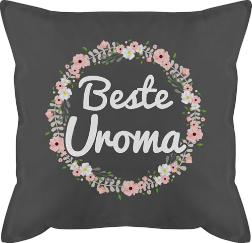Kissen 50x50 - Oma Gro&szlig;mutter - Beste Uroma Geschenk - 50 x 50 cm - Grau - f&uuml;r Fuer omi uromas m&auml;nnerkissen Geburtstag Grandma urlioma mit f&uuml;llung Geschenke oma, Grandmother zum kissenbez&uuml;ge