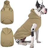Picture of IECOii Warm Dog Hoodie for Large Dogs, Extra Large Dog Hoodie Fleece Vest with Leash Hole & Pocket, Big Dogs Sweatshirt for Giant Breed, Pullover Sleeveless Doberman, Great Dane Sweater, Khaki, 4XL