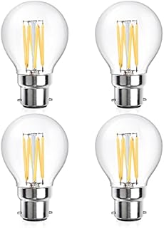 Bonlux 6W Dimmable B22 Golf Ball LED Filament Bulb, G45 B22 Bayonet BC Mini Globe Bulb, Warm White 2700K, 60W Incandescent Bulbs Equivalent, Vintage Classic Clear Glass Edison Lamp (4-Pack)