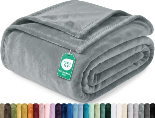 Image of Utopia Bedding Fleece Blanket Queen Size Cool Grey 250GSM Luxury Fuzzy Soft Anti-Static Microfiber Bed Blanket (90x90 Inches)