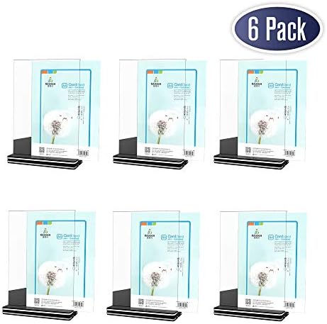 Mavicen Acrylic Sign Holder 4 x 6 Inch, Double Sided Table Sign Display Holder,  Portrait Style Menu Ad Frame, for Restaurants, Promotions, Photo Frames, Classroom, Office, Store (6 Pack) 