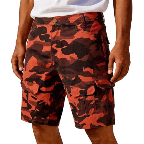 Short cargo homme camouflage coupe droite multipoches pour le camping