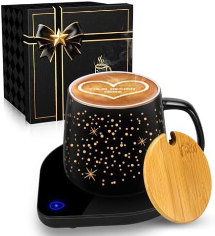2025 Upgraded Coffee Warmer with Mug Set: Gifts for Christmas,Thanksgiving Coffee Cup with Warmer with 2 Temperature - Coffee Mug Warmer for Desk