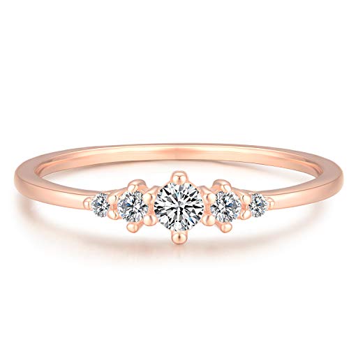 Sterling Silver Stacking Ring with 5 Mini CZ Stones Eternity Band