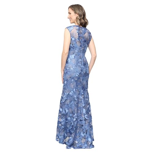 Image of Alex Evenings Womens Long Sleeveless Soutache Rosette Mother of the Bride Dress