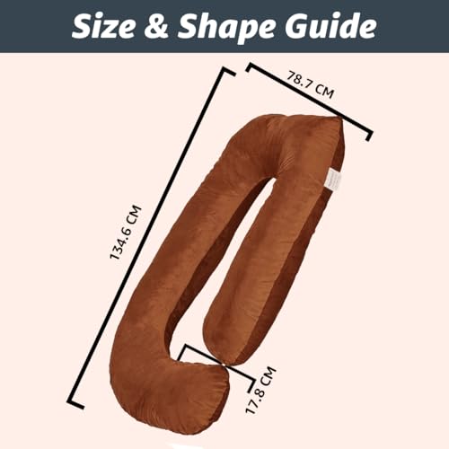 Image of Amazon Basics Full Body Pregnancy Pillow for Maternity,Baby Nursing,Full Body Support-Abdomen,Hip,Spine,Neck&Leg Support Cushion| Perfect Baby Shower Gift |J-Shaped-Washable Cover with Zip - Brown