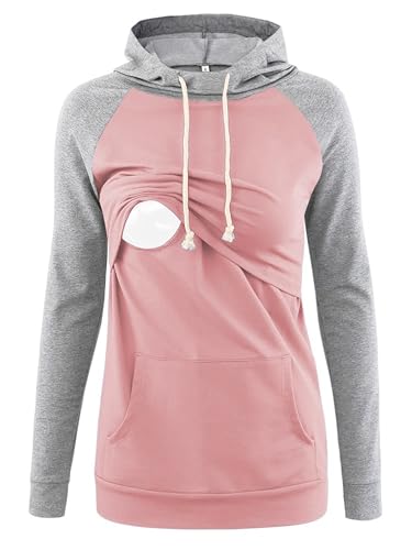 Love2Mi Damen Stillen Hoodie Umstandspullover Langarm Umstandsmode Jacke