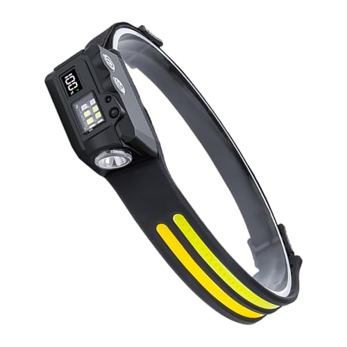 Mihauuke Lampada Frontale Torcia - Ricaricabile Regolabile Fascio Largo Sensore Movimento Magnetico - Luminosa LED Da Lavoro Lampada Frontale Torcia - per Escursionismo Riparazione Zaino in Spalla