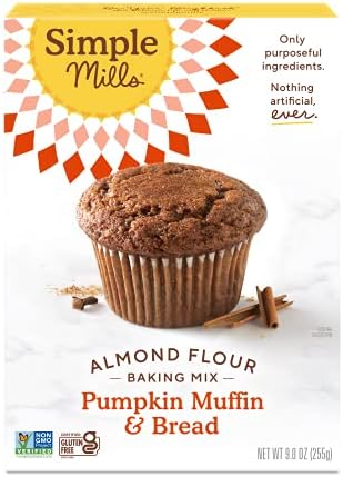 Simple Mills Almond Flour Baking Mix, Pumpkin Muffin & Bread Mix - Gluten Free, Plant Based, Paleo Friendly, 9 Ounce (Pack of 1)