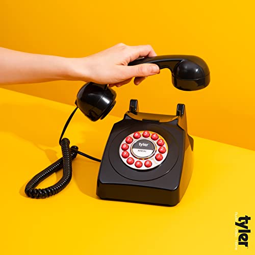 Teléfono Retro Tyler con Cable y Botones Grandes Negro miniatura 3