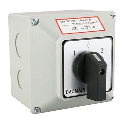 BAOMAIN 3 Phase Rotary Changeover Switch 40A 660V,3 Position (1-0-2) 12 Terminal Universal Cam Selector Switch with Waterproof Exterior Box,Manual Transfer Switch for Motor Control,SZW26-40/D303.3D