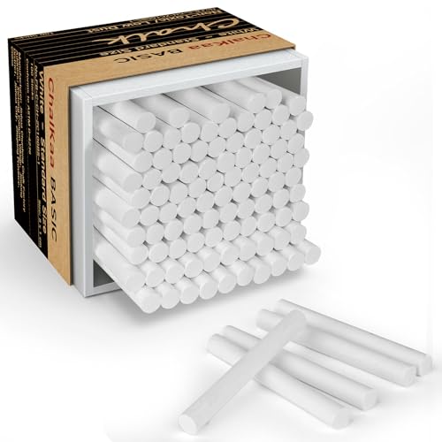 Dustless White Chalk 100PCS, Non-Toxic Classroom Chalks for Teachers & Students, School Chalkboard Supplies