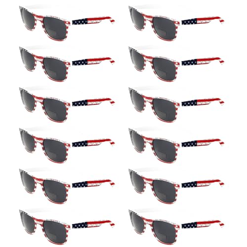Image of 12 Pack American Flag Sunglasses Bulk for Adult Classic Patriot 4th of July Glasses UV400 Protection