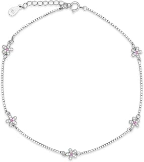 ZAVYA 925 Sterling Silver Floral Elegance Rhodium Plated Anklet|Gifts For Women And Girls|With Certificate of Authenticity... Price In India