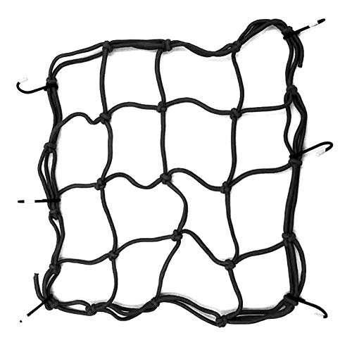 Clenp Filet De Moto, 12 Pouces 6 Crochet Tiedown Faux Cuir Moto Cargo Net Casque De Rangement Sac en Maille Noir Taille Unique