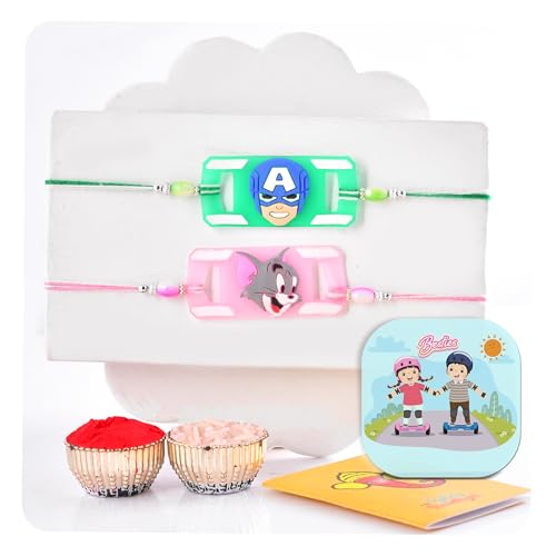 CraftVatika Rakhi for Brother Kids Rakhi Set of 2 for Brother Boy Sister Girls Kids, Rakhi with Fridge Magnet, Rakhi Set of 2 for Boy Girls Kids, Frid